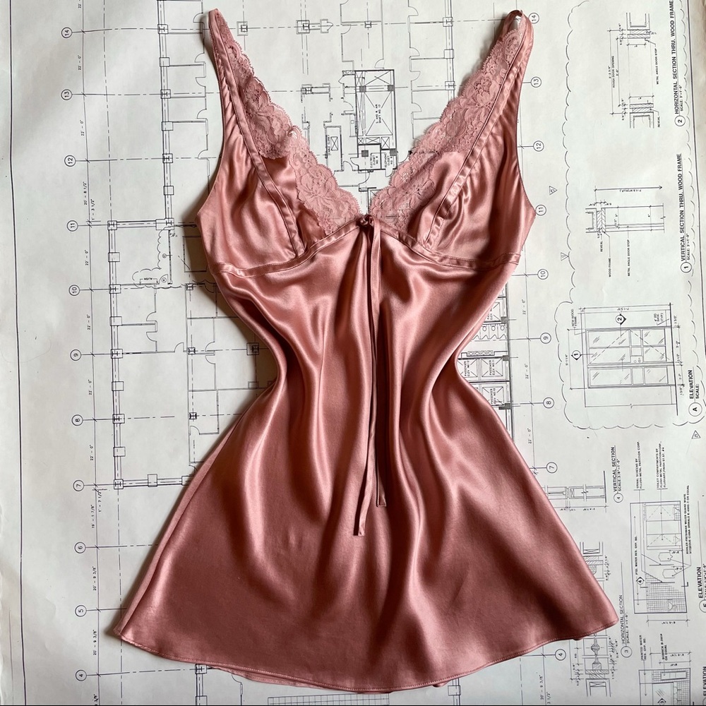 Vintage Victorias Secret Silk pearly pink slip